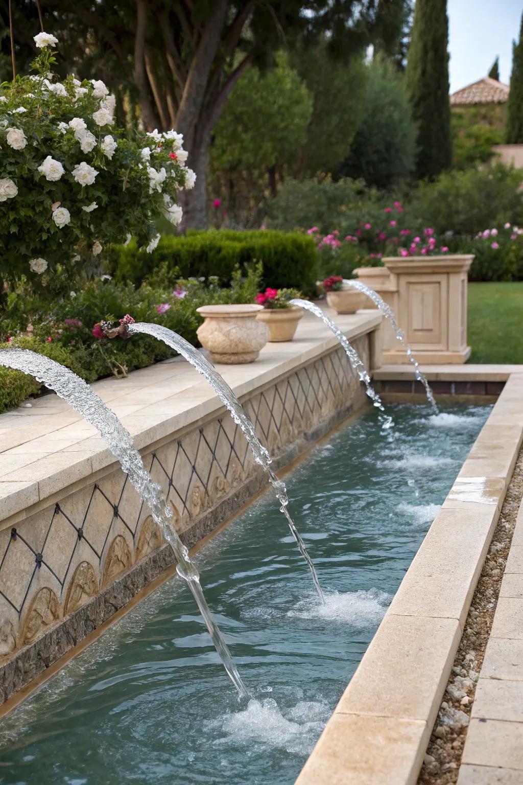 Aquatic spouts contribute a charming and thematic touch to pools.