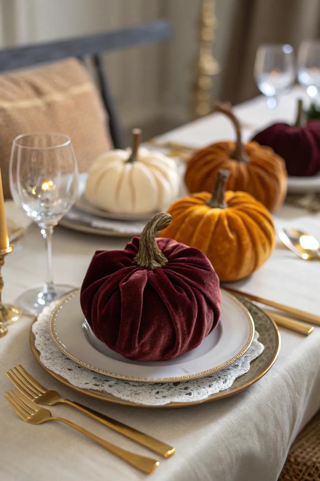 Silk-covered squashes exude elegance and sophistication.