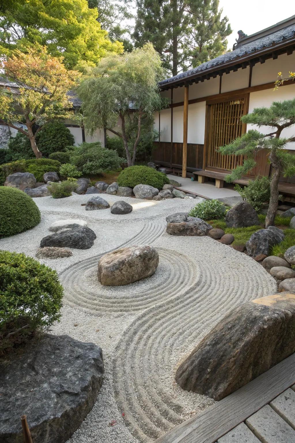 A zen-inspired arid landscape offering a meditative space.