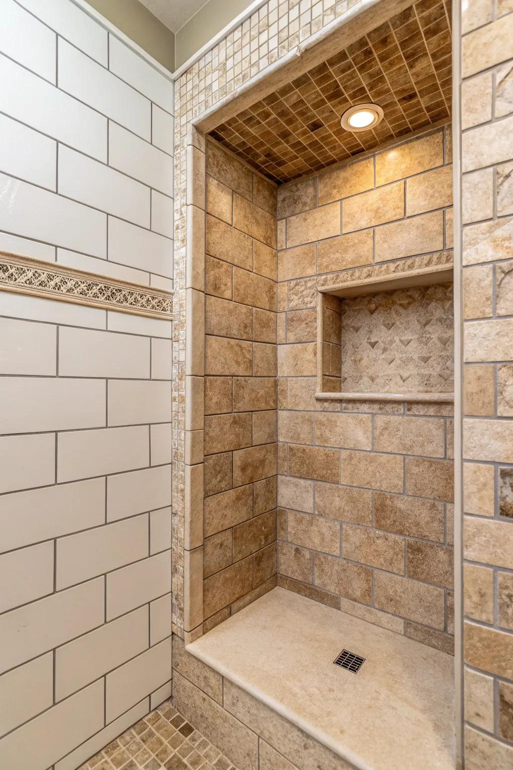 A serene niche highlighted with natural stone.