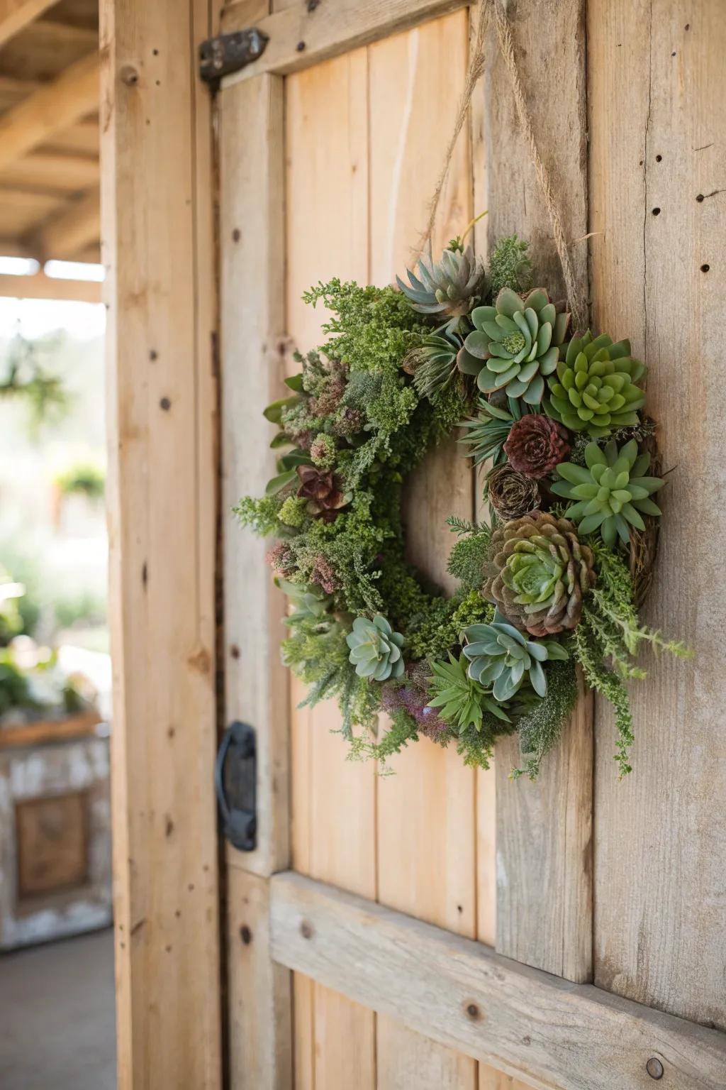 A warm salutation featuring a gorgeous succulent garland.