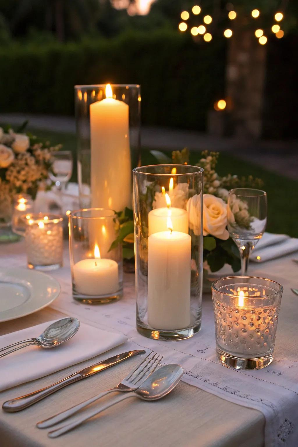 A table arrangement with refined candlelight.