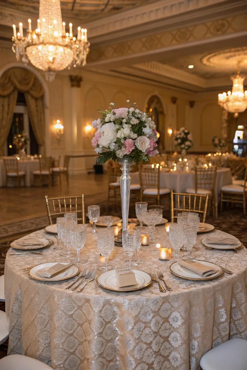 Textured fabric adds depth and visual interest.