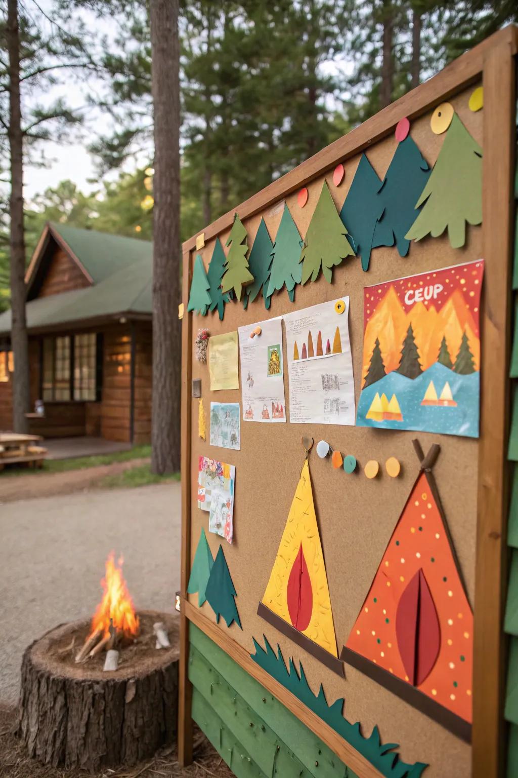 A camp-themed board to foster a sense of community and belonging.