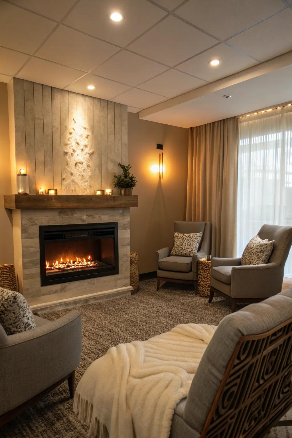 Warm embrace: A hearth to gather warmth and comfort.