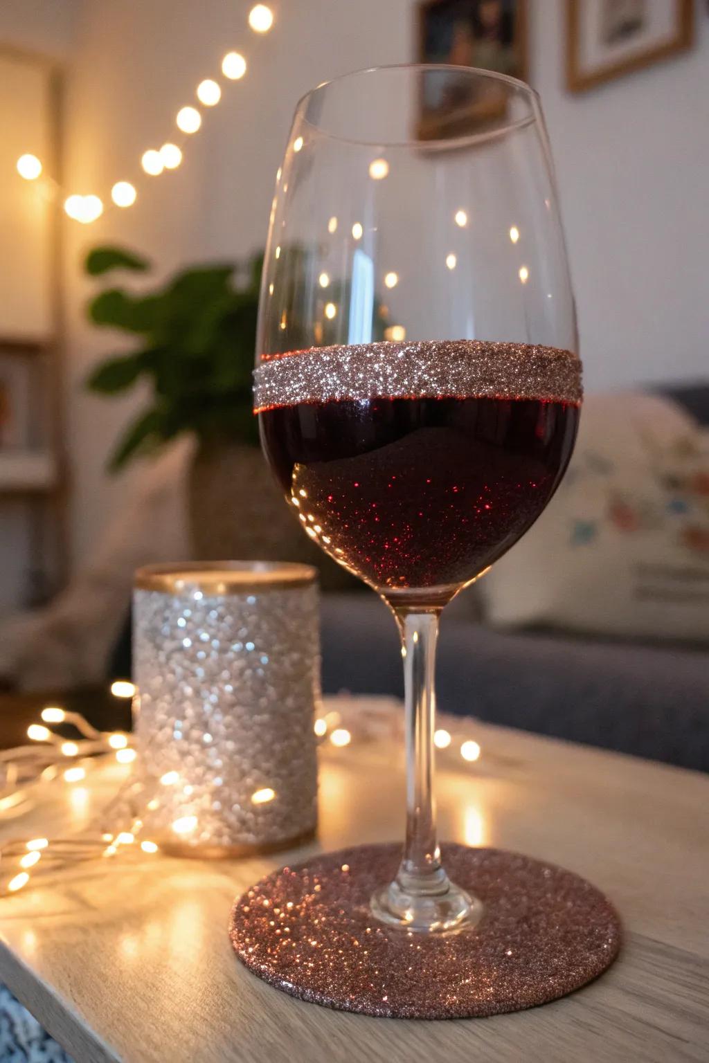 Sparkle bands add a festive gleam to your wine glasses.