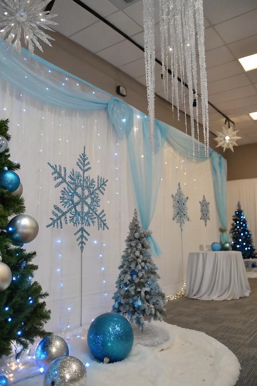 An enchanting Shimmering Ice Field theme utilizing azure and silver hues.