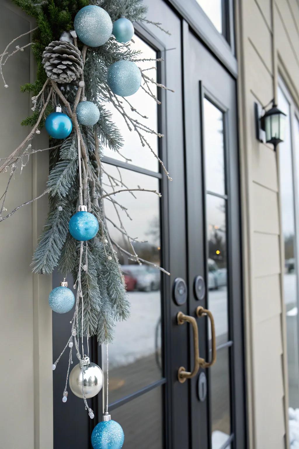 Icy blue elements create a frosty and elegant look.