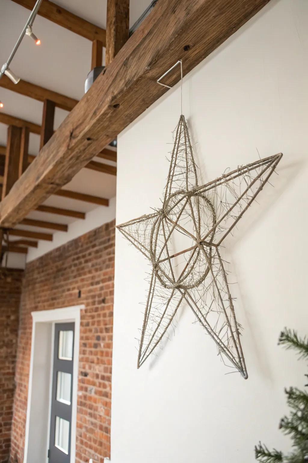 An industrial chic metal star garland for a contemporary aesthetic.