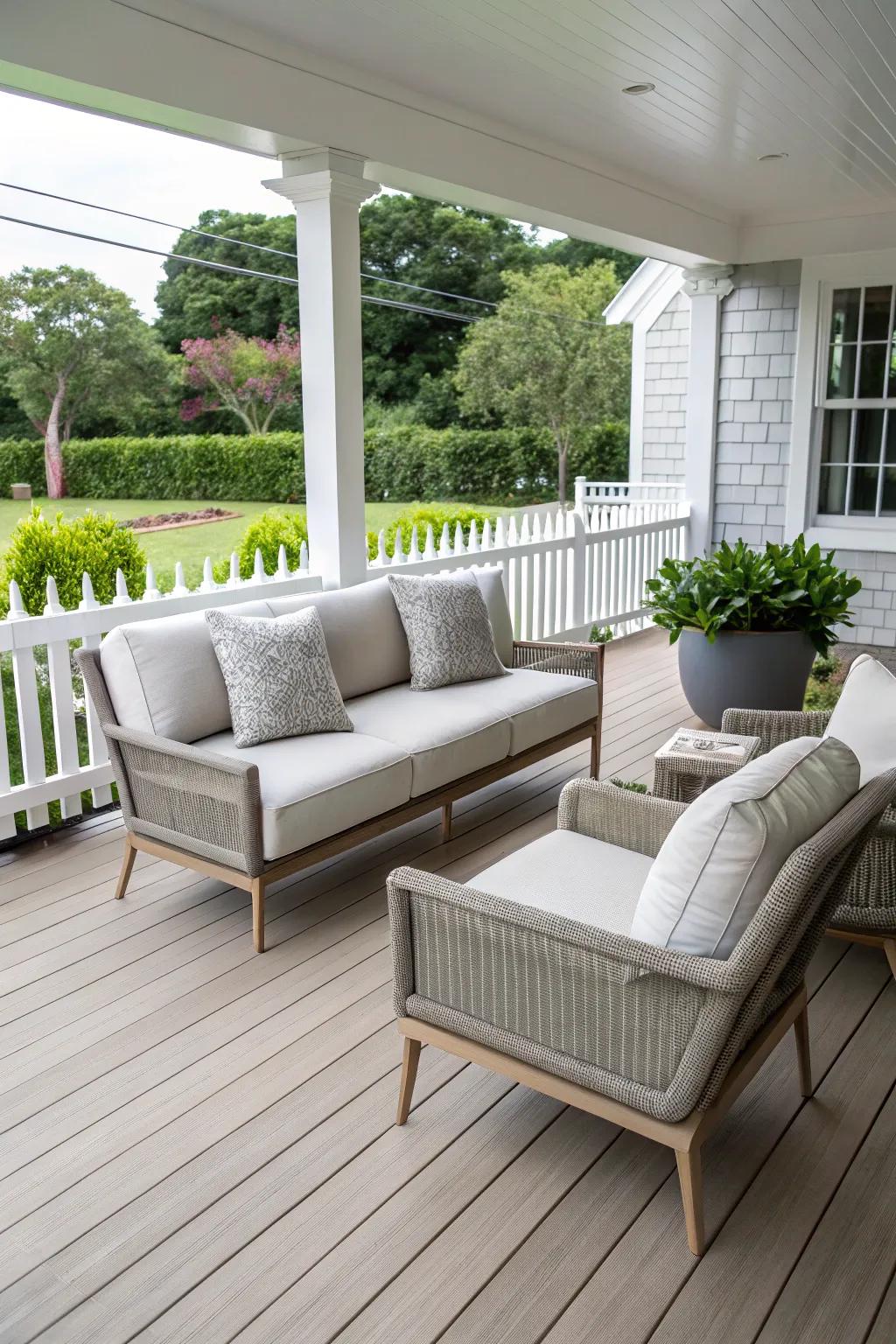 Modern furnishings turn your porch into a haven of style and comfort.