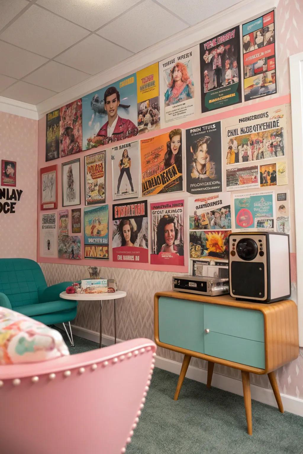 A trendsetting times collage featuring 80s movie advertisements and magazine selections.