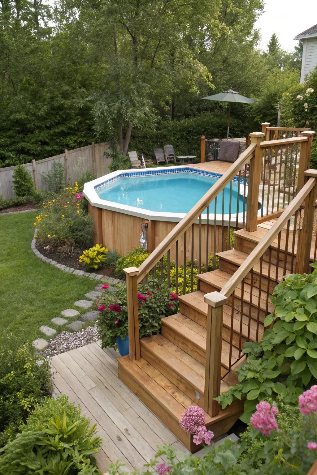 Steps and stairs introduce sophistication and practicality to your pool zone.