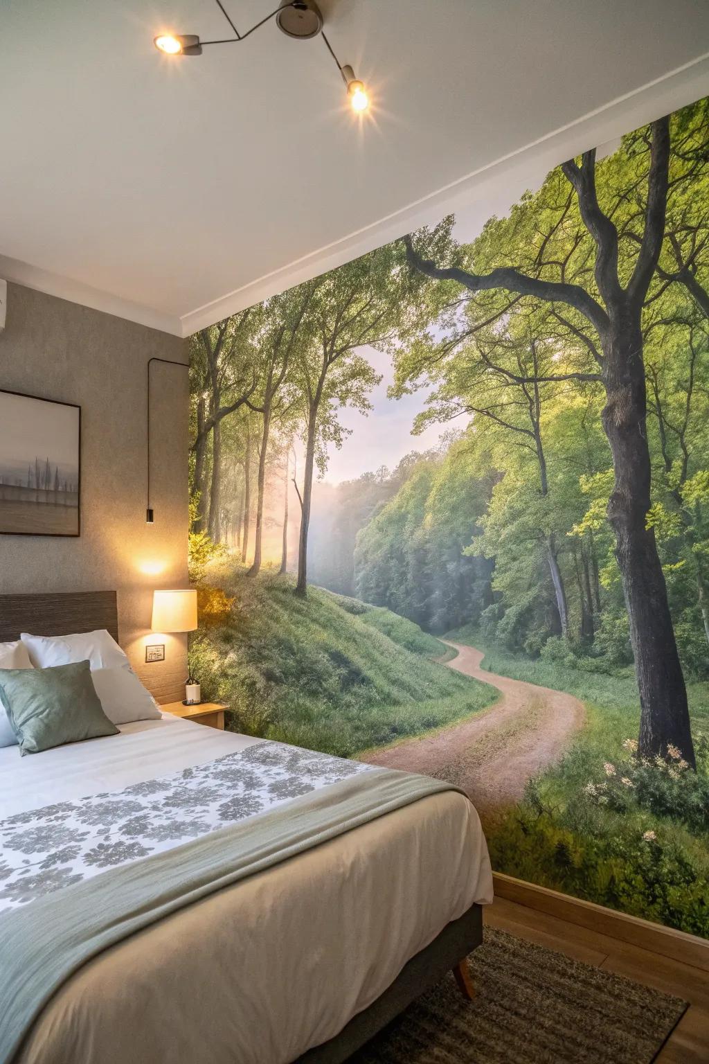 Cultivate a peaceful vibe with naturalistic view murals.