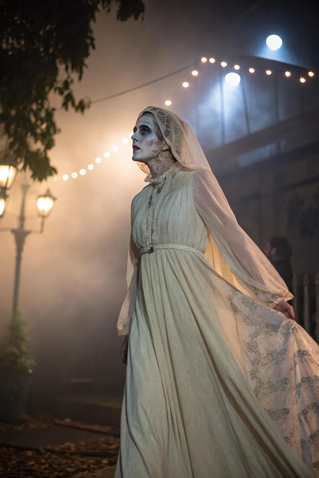 A symphony of retro grace and ghostly intrigue.