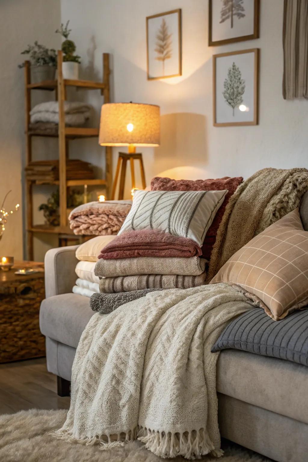 Integrated fabrics fashion a welcoming and snug area.
