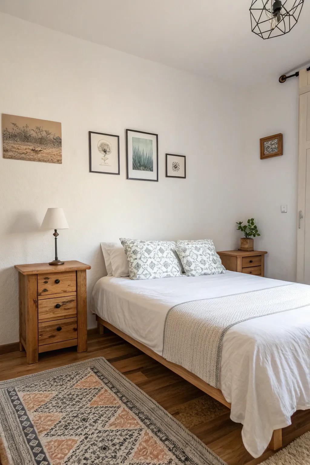 An understated design fosters a roomy and serene Airbnb bedroom.