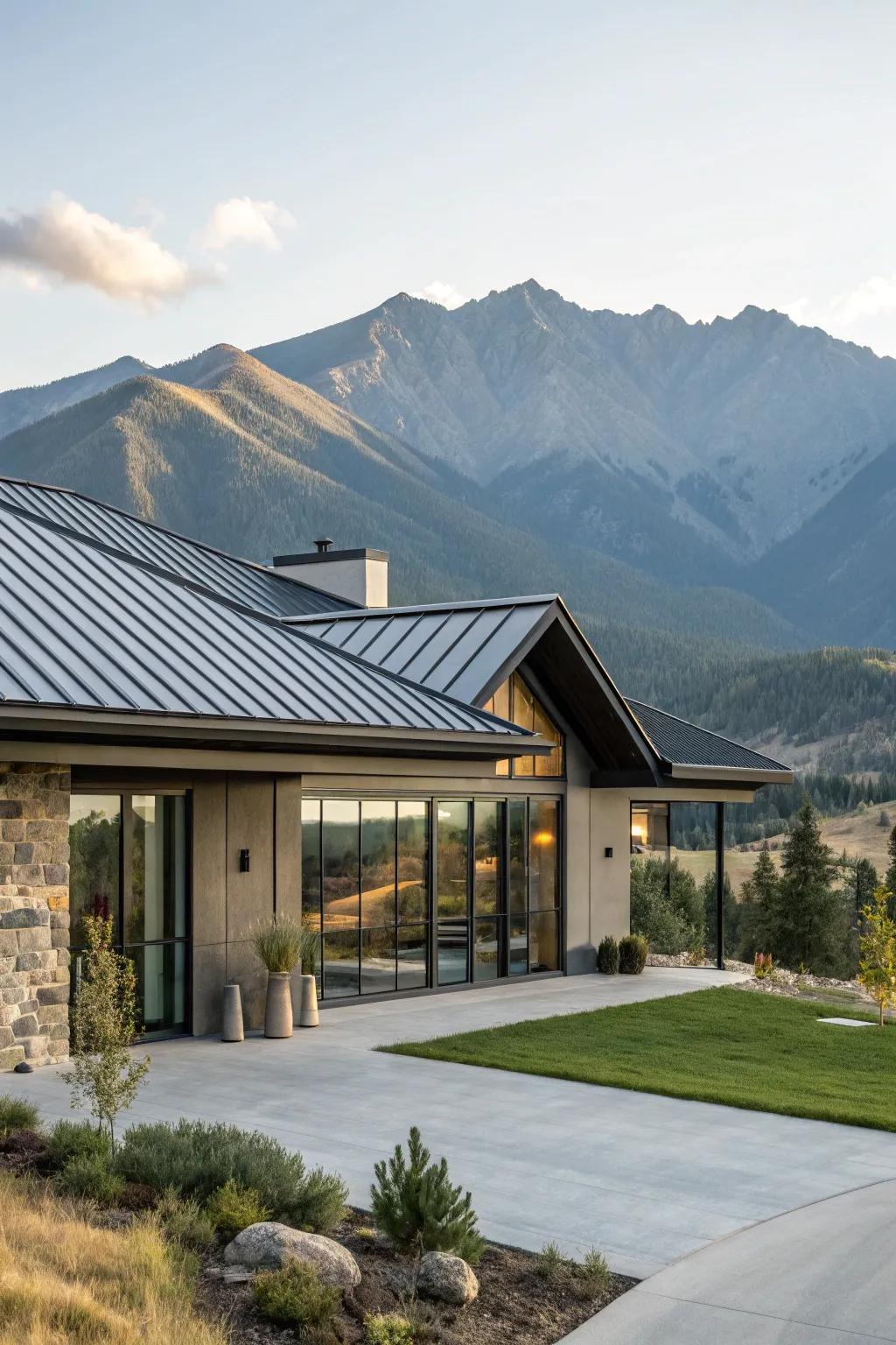 Metallic roofs are celebrated for their resilience and chic appearance, adding a touch of modernity.