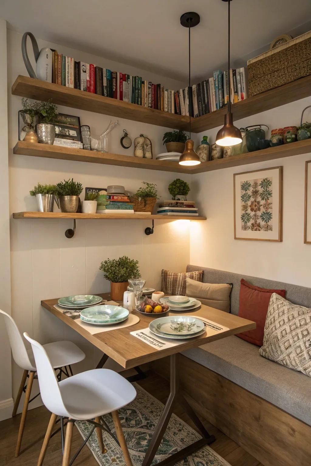 Vertical storage infuses charm and practicality.