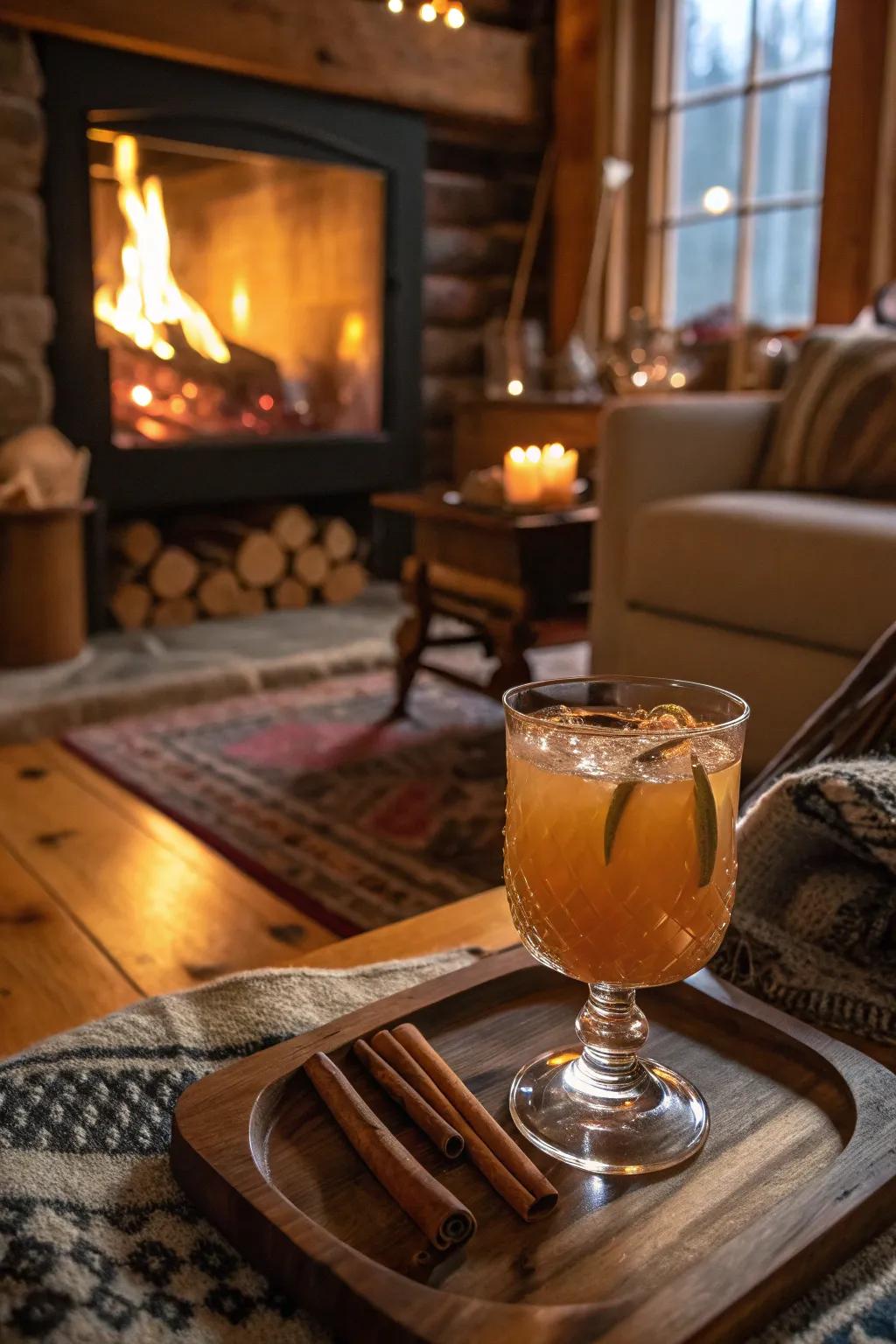 Spiced rum apple cider punch for a cozy evening ambiance.