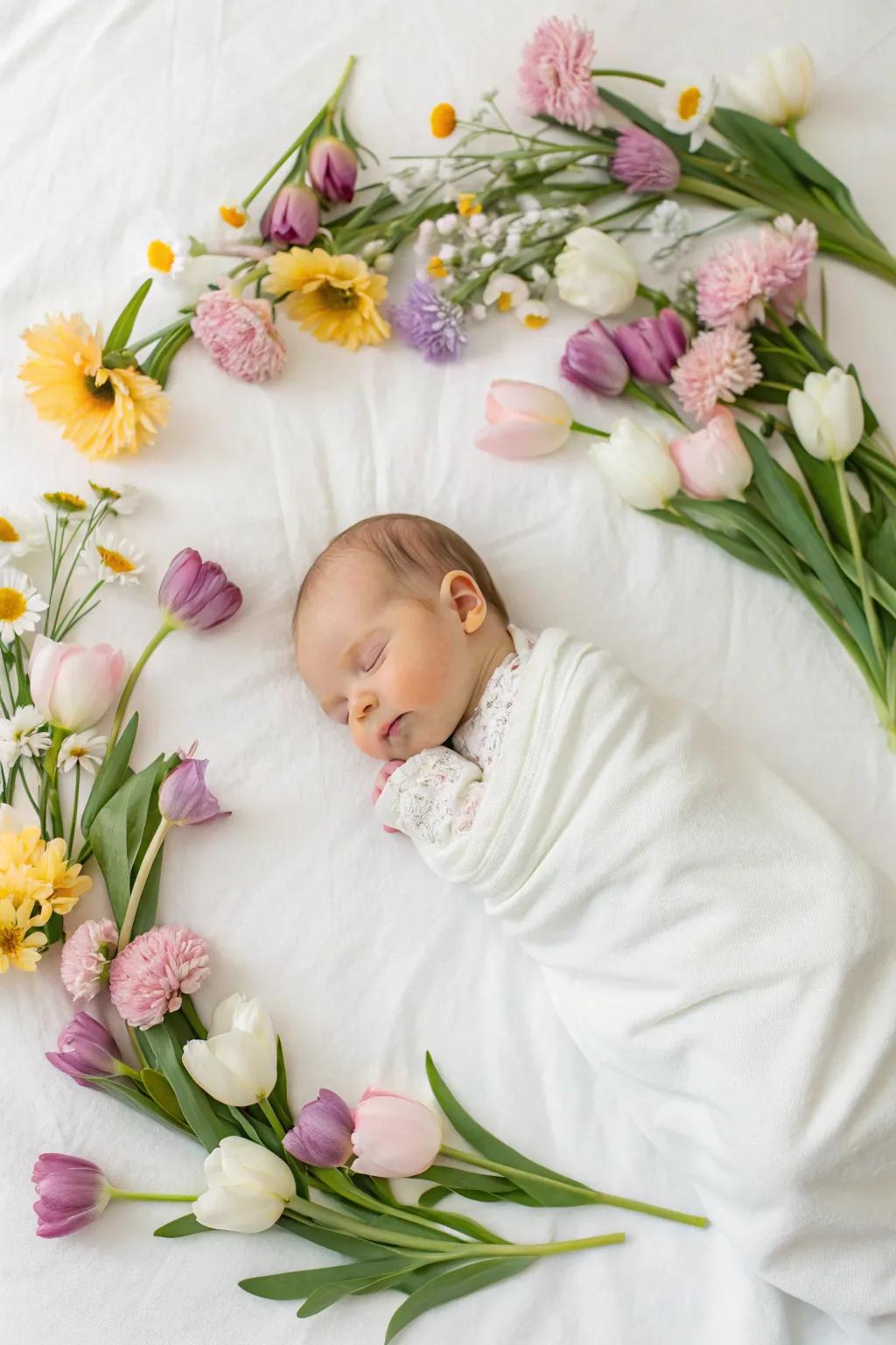 Embrace the charm of spring with a floral dream for your little one.