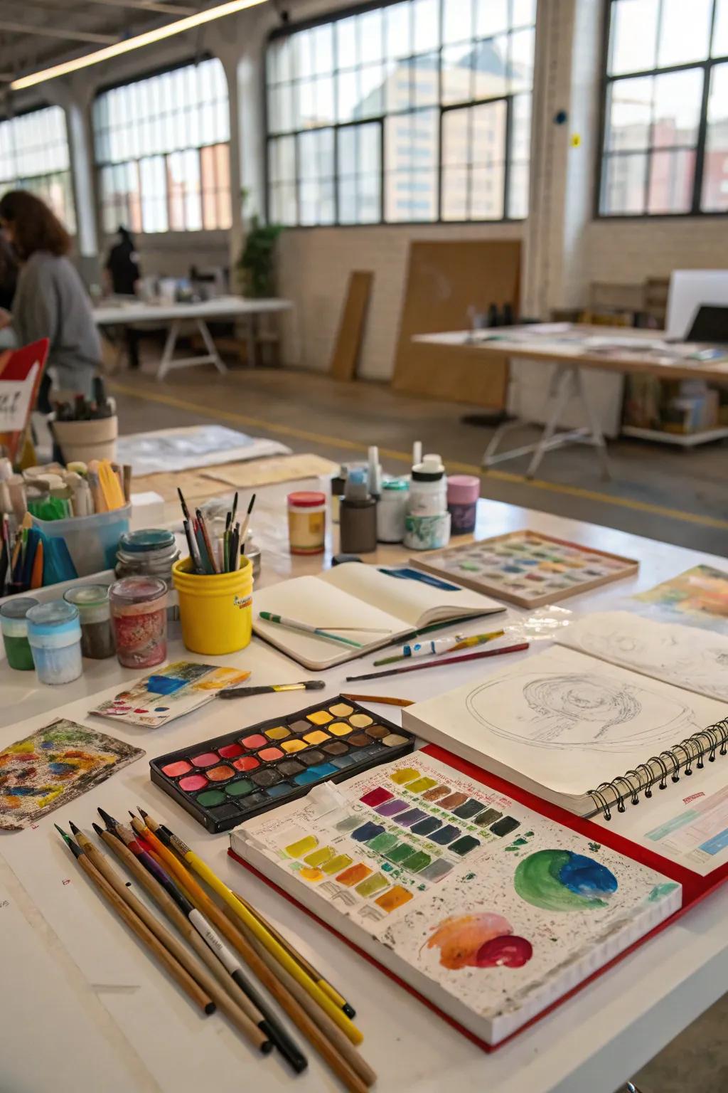 A table all set for your next work of art.