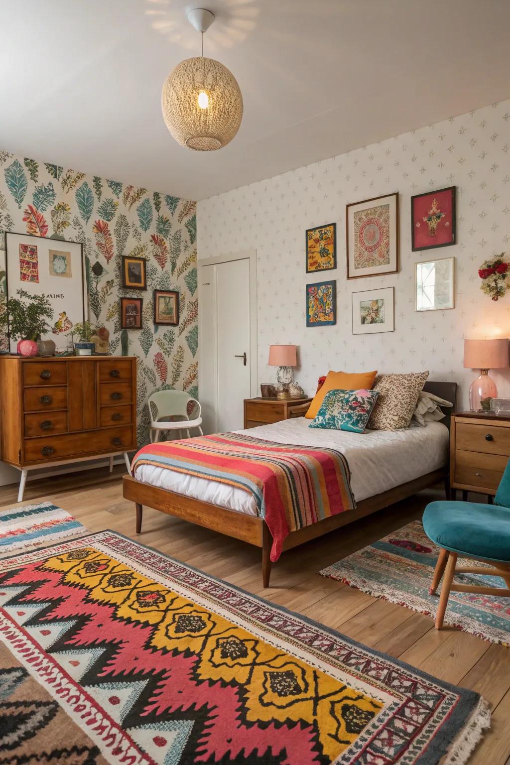 Diverse decor adds a personal touch to your creative bedroom.
