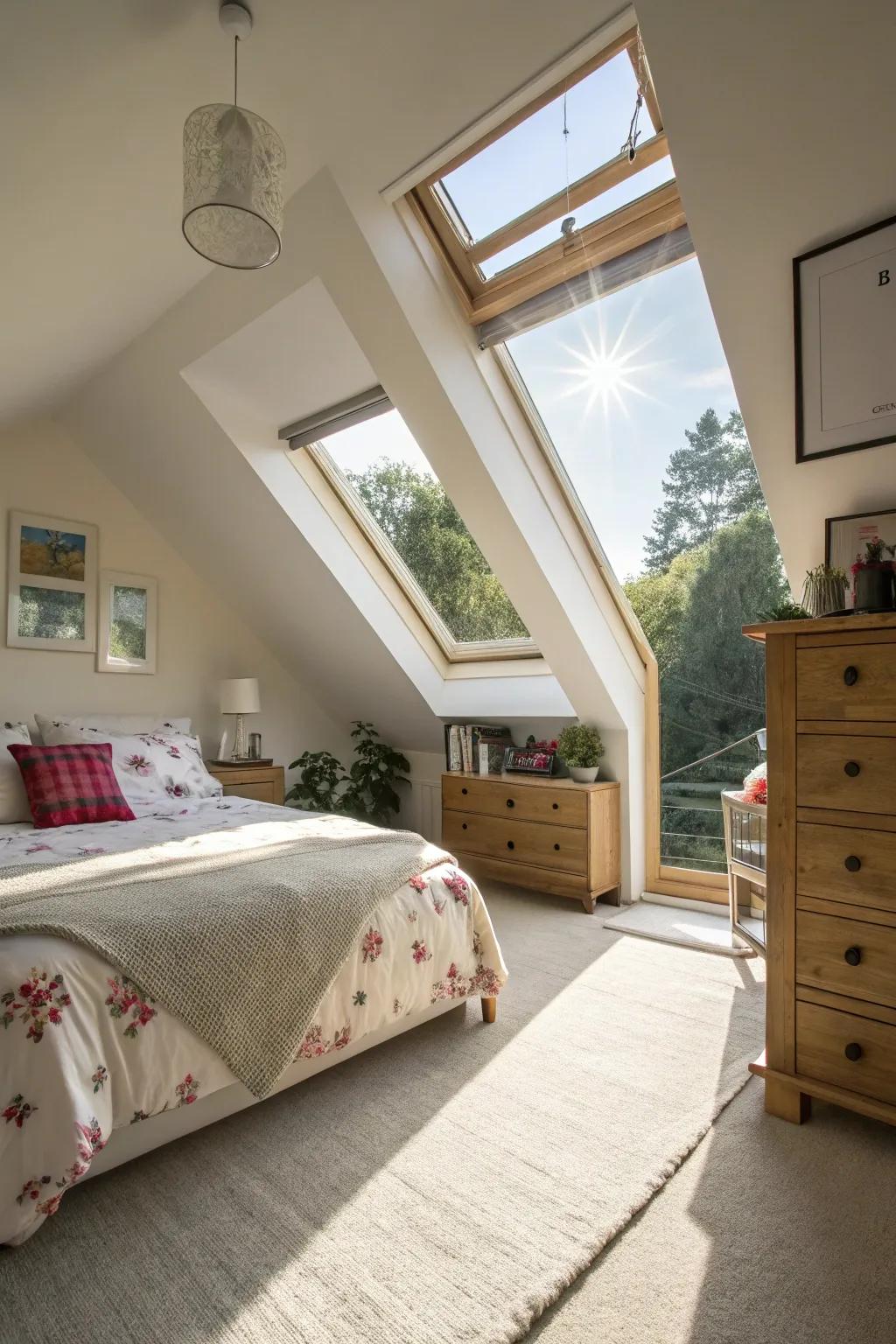 Natural light revamps your attic into a radiant getaway.