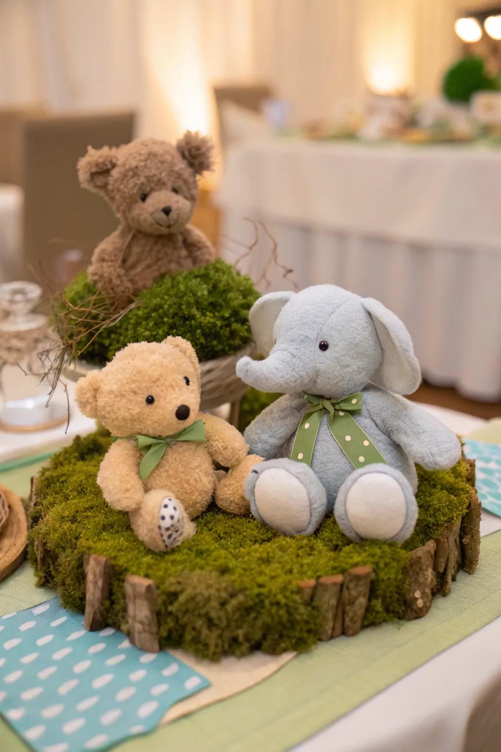 A critter procession infuses charm onto the table.