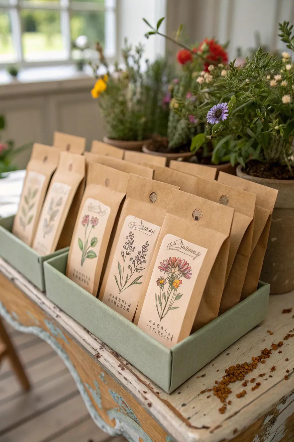 Individualized seed packets provide a considerate and sustainable favor.