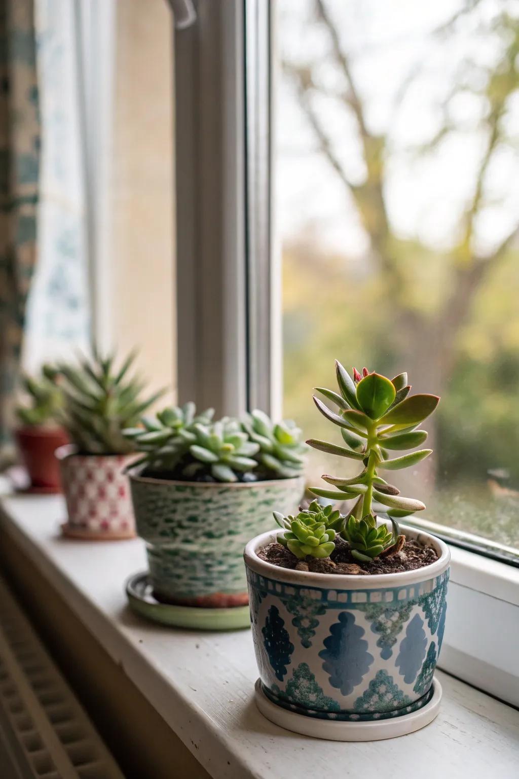 Small succulents present a living memento for attendees.
