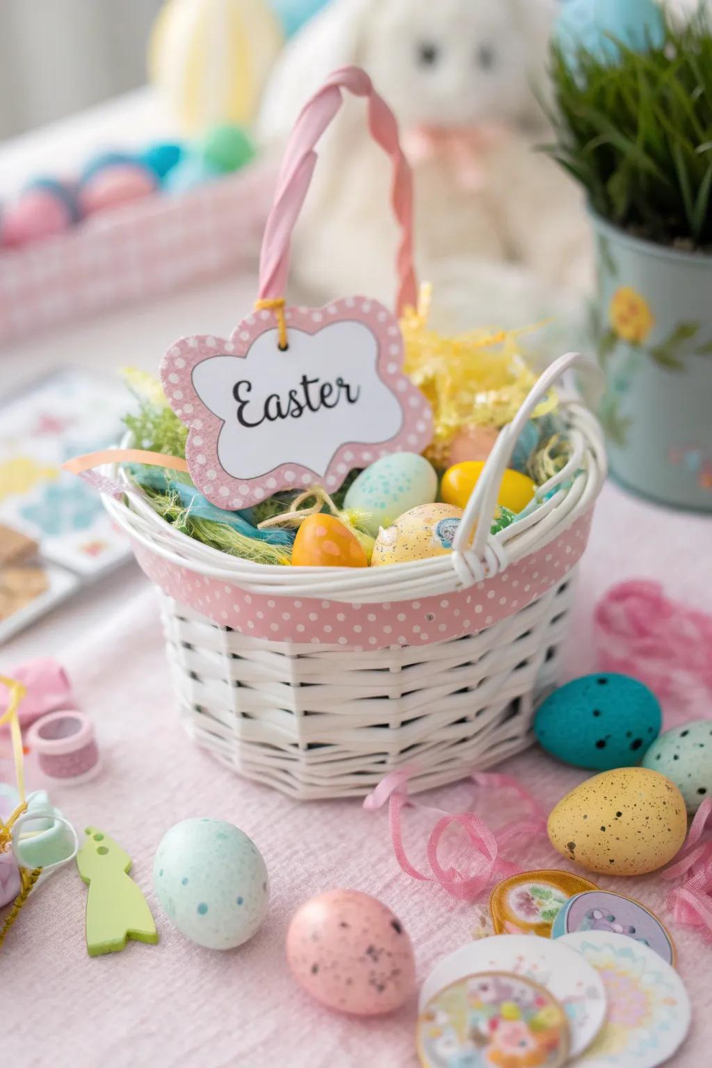 A customized basket, ideal for celebrating first milestones.