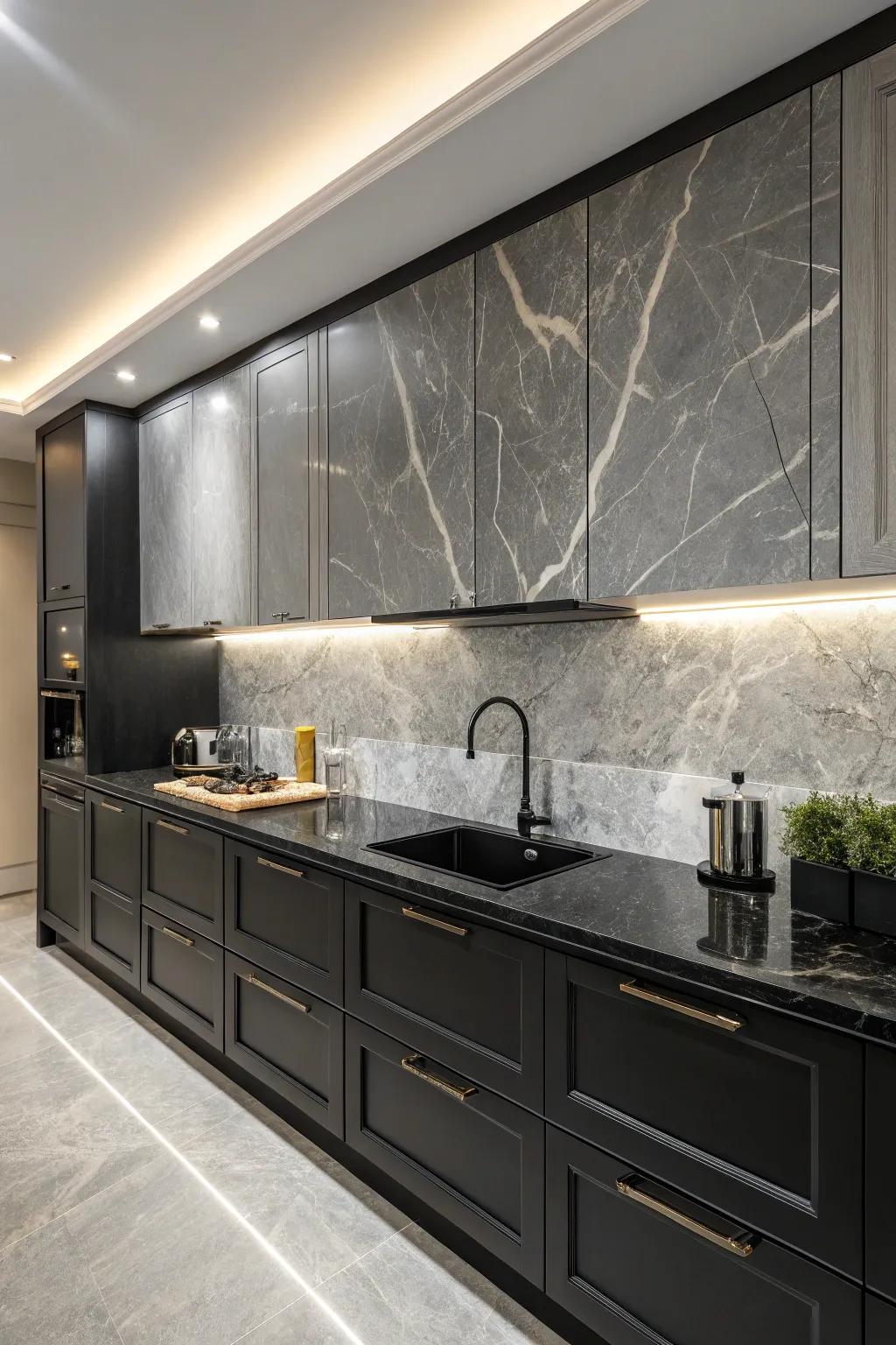 Gray marble backsplashes add a touch of sophistication to any kitchen.