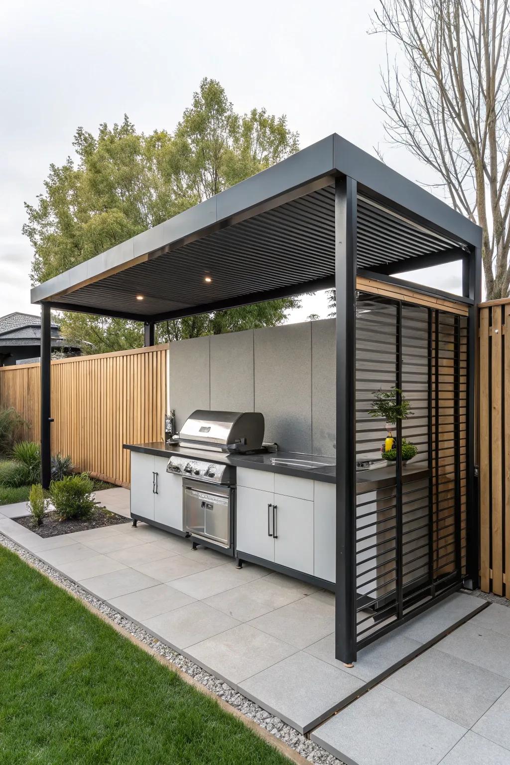 Sleek and sophisticated: a contemporary BBQ structure.