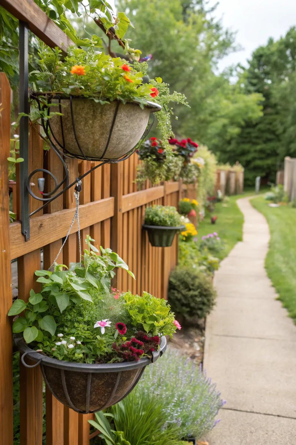 A vertical garden breathes vitality into a backyard fence.