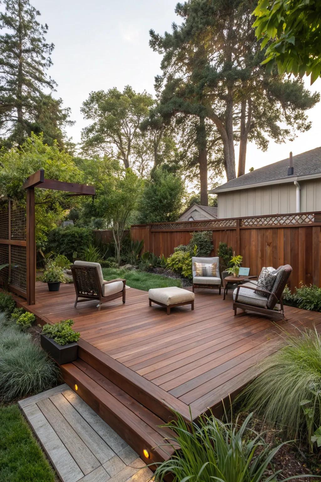 Wooden decking provides warmth and refinement to your outdoor area.