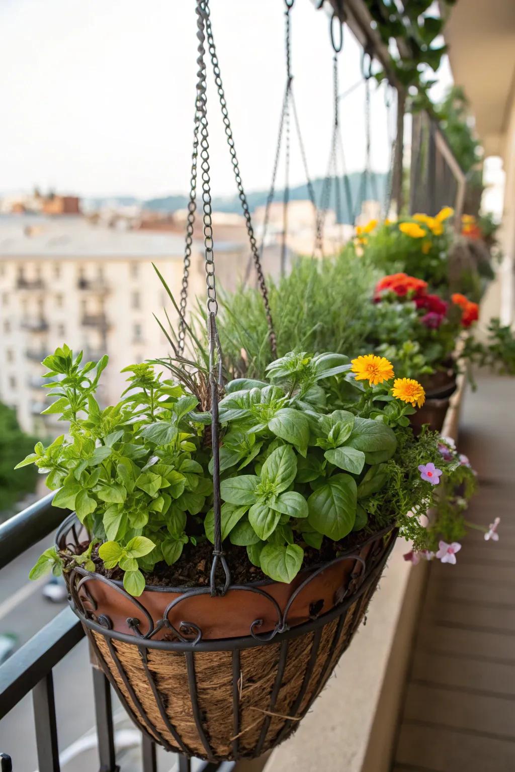 Suspended containers provide a delightful method for cultivating herbs without occupying valuable floor space.