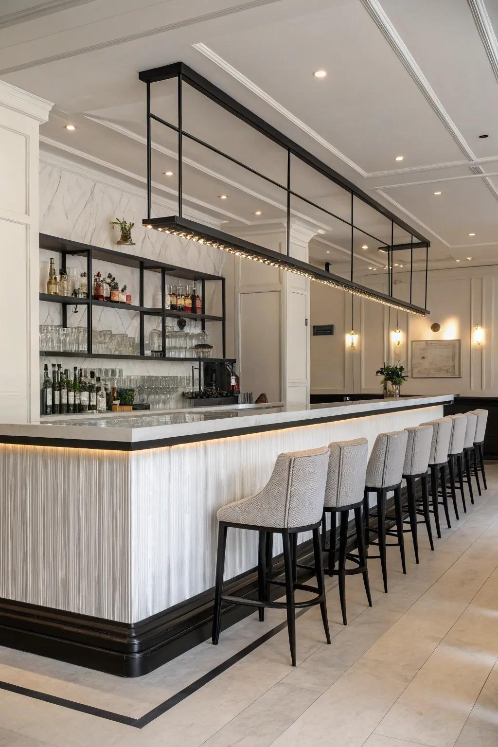 A sleek, modern touch added by a matte black foot rail.