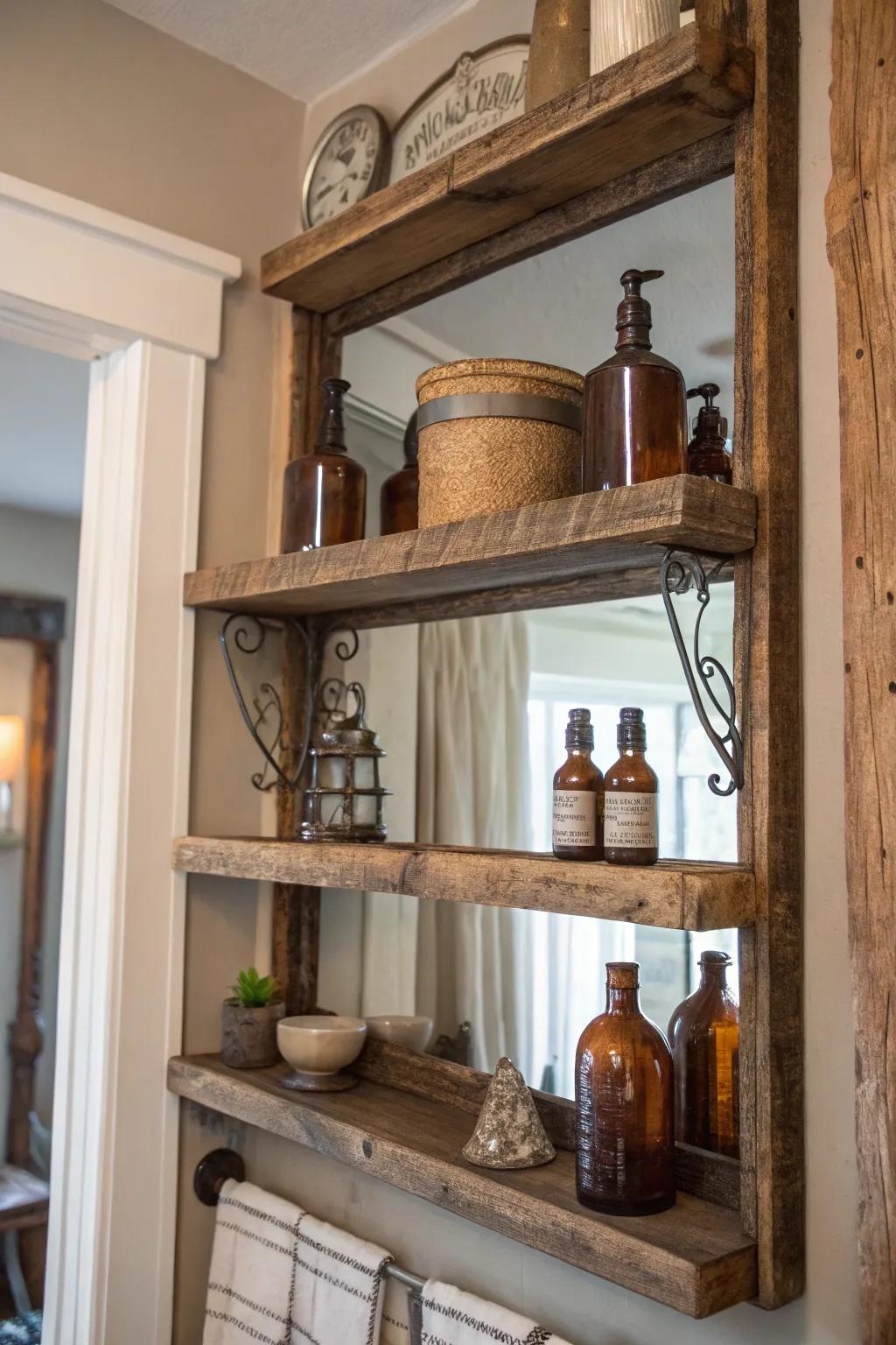 Rustic timber complements sophistication to create an appealing bar arrangement.