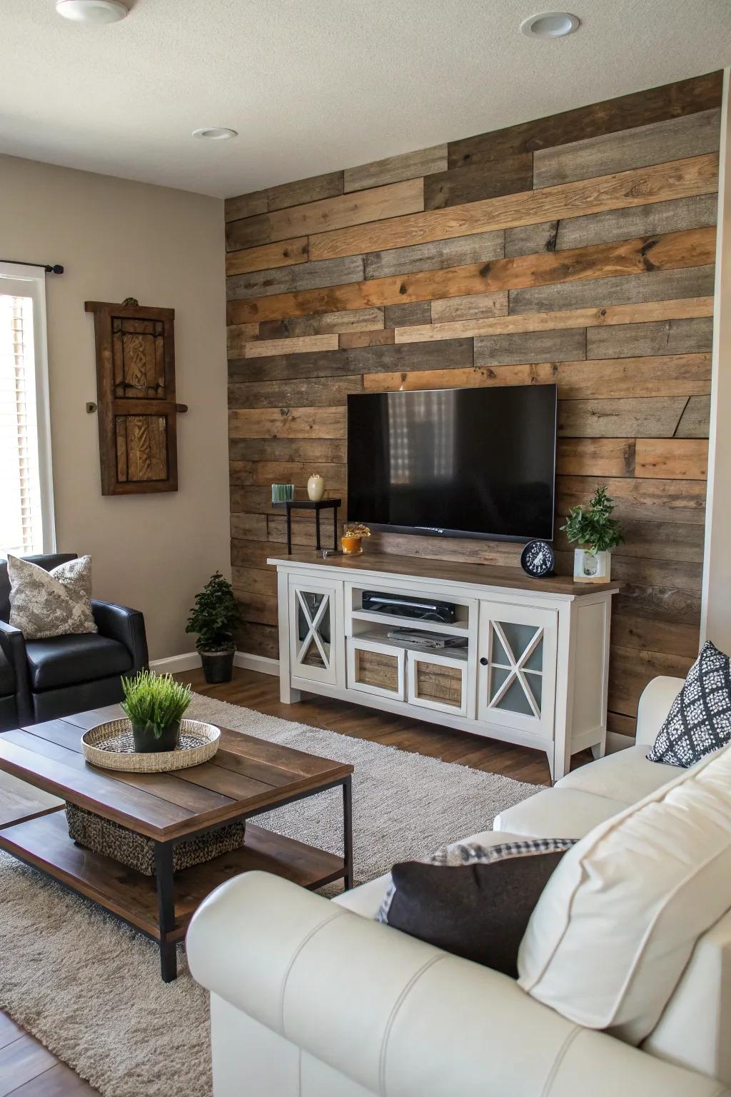 Craft a breathtaking point of interest with a barn wood feature wall.
