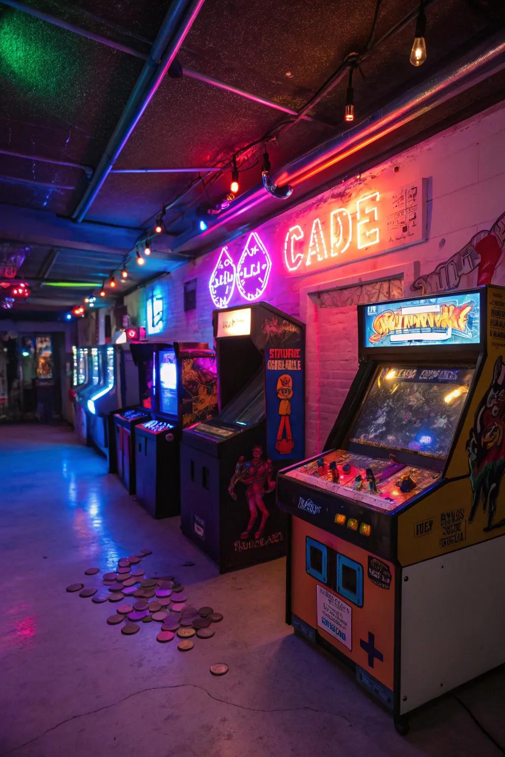 With a vintage arcade game room, travel back in time.