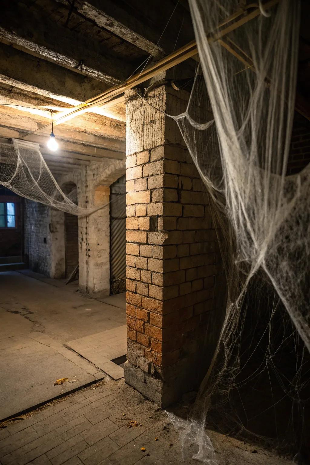 Drape cobwebs to heighten the haunted house sensation.