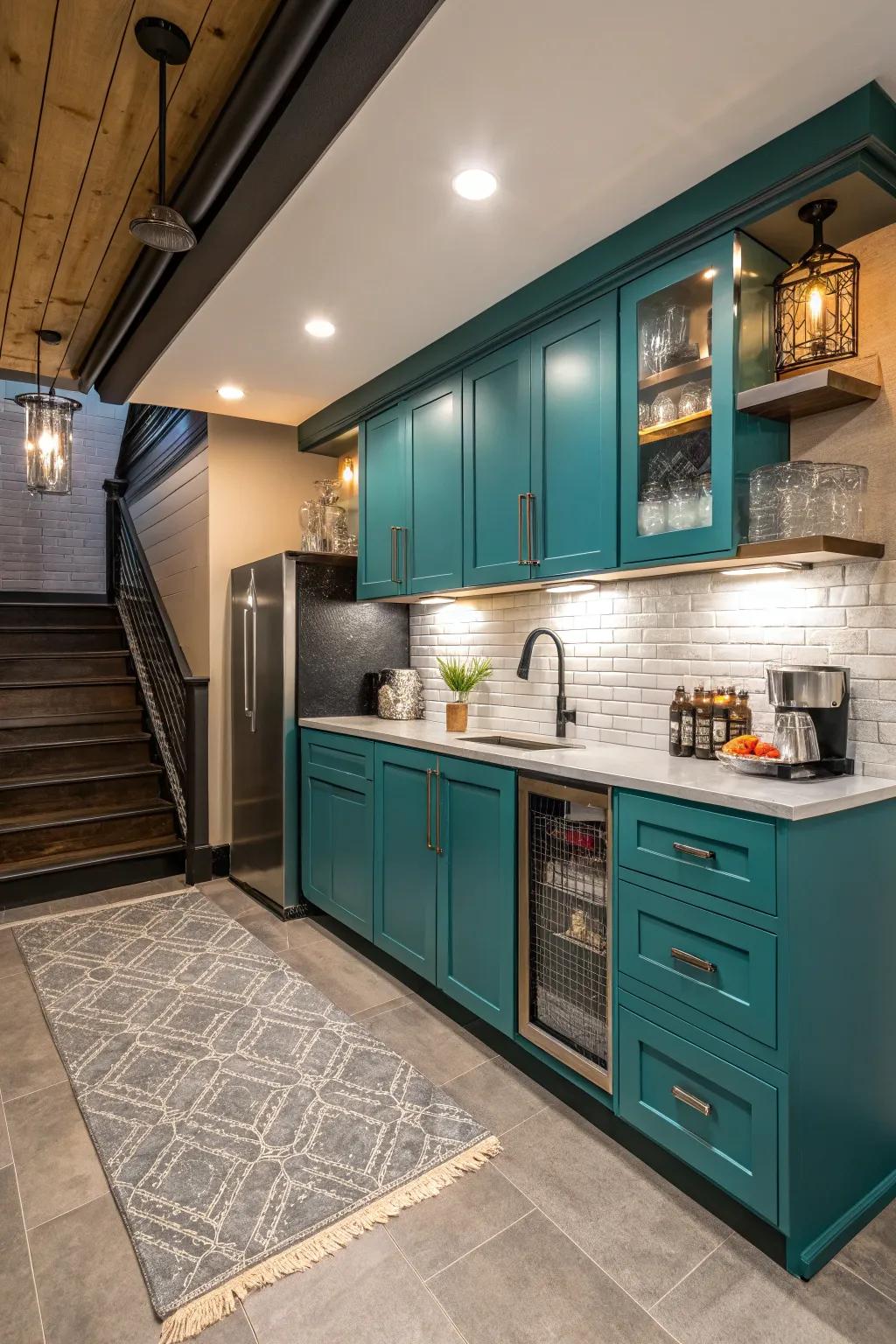 Bold units can infuse energy and flair into your basement kitchenette.