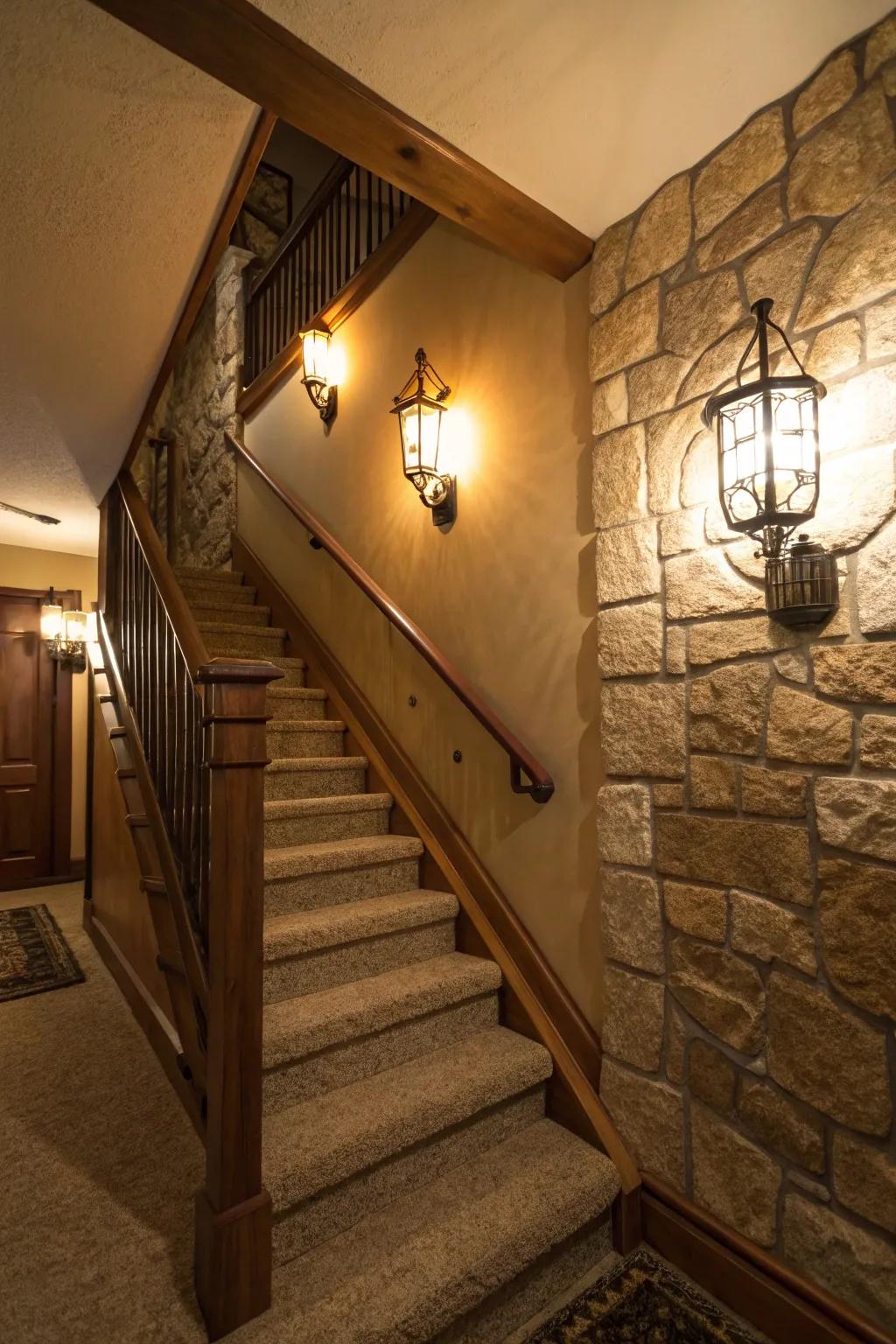 Add personality to your stairs with attractive wall fixtures.