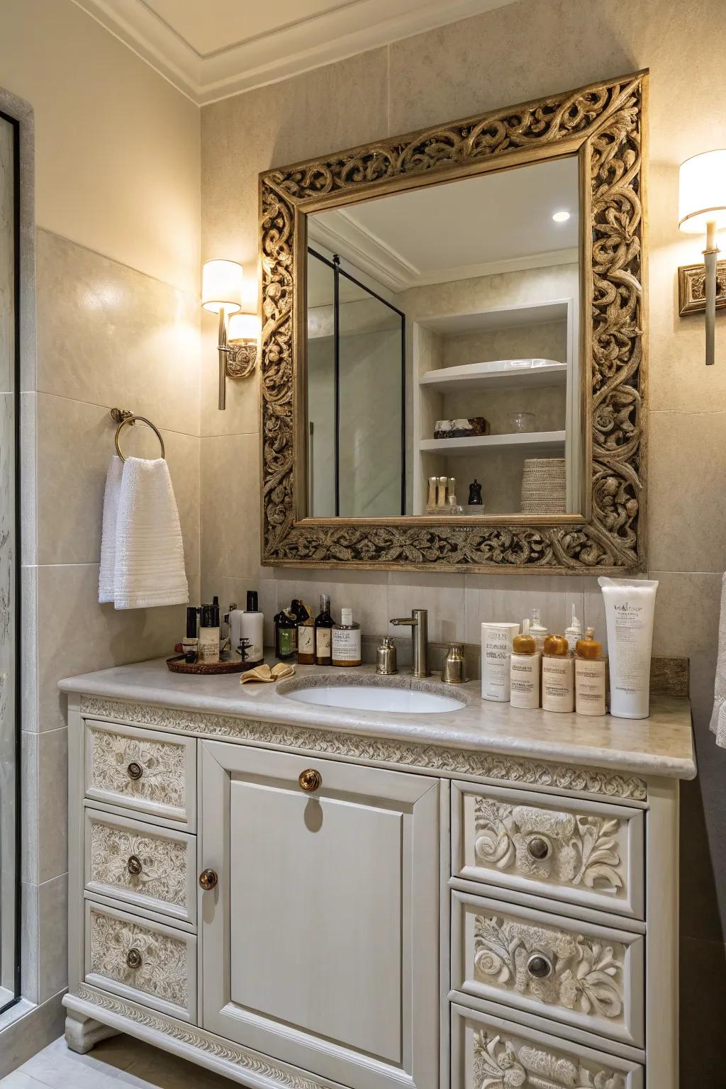 An elegant reflection can become the focal point of your bathroom's aesthetic.