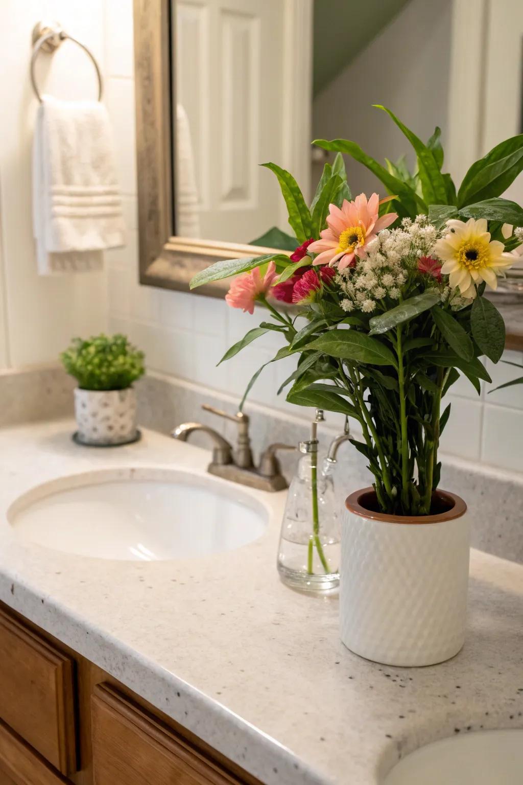 Integrating the beauty of the outdoors through greenery on your countertop.