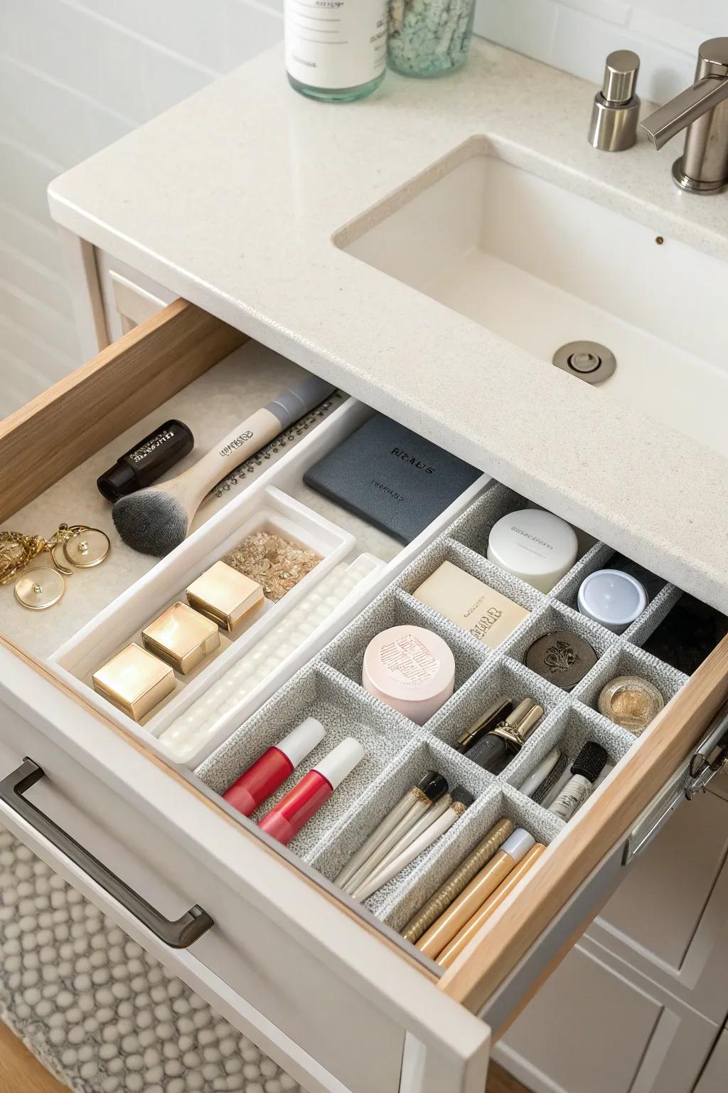 Custom inserts give a unique answer for drawer arrangement.