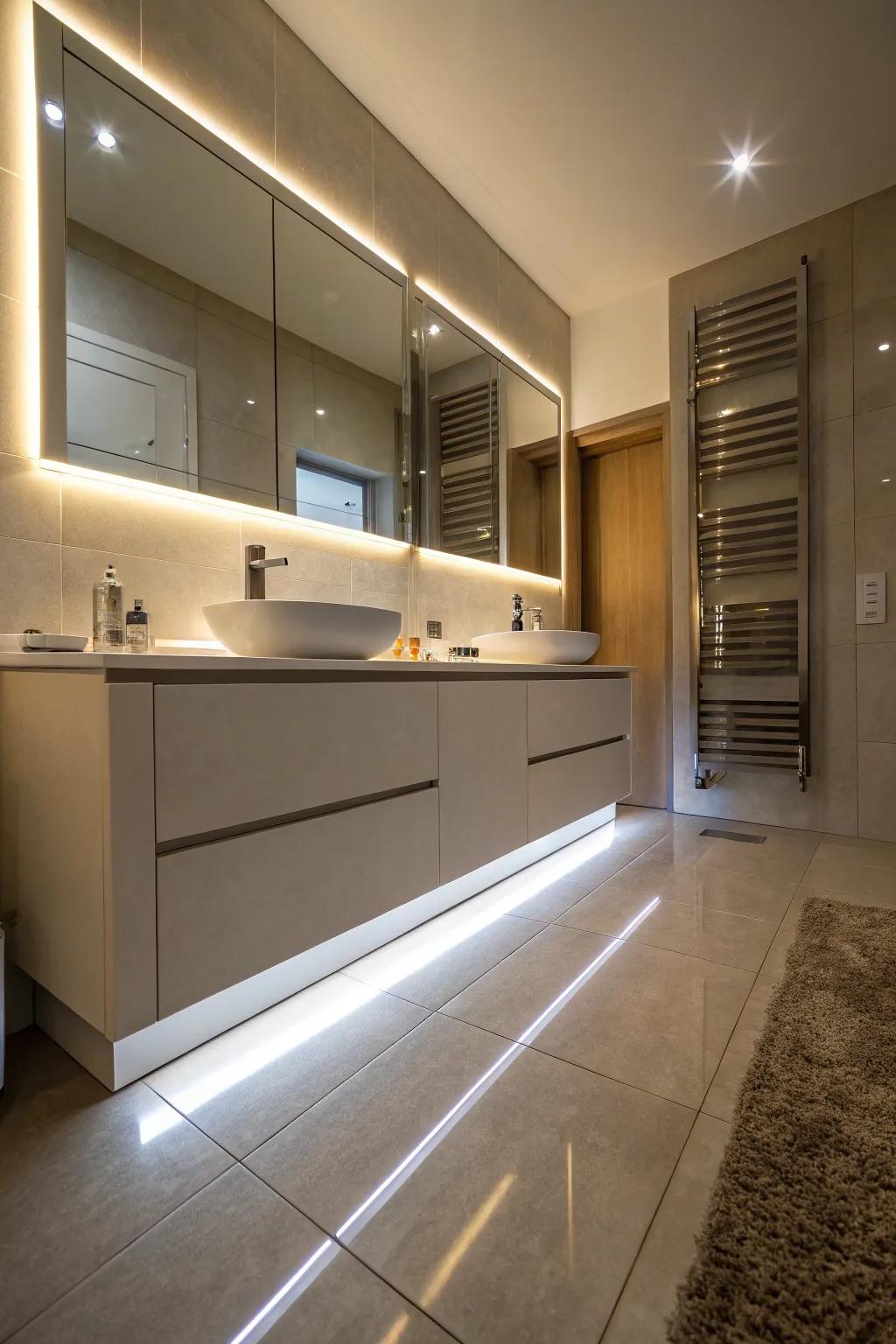 Under-cabinet lighting provides a clean, modern aesthetic.