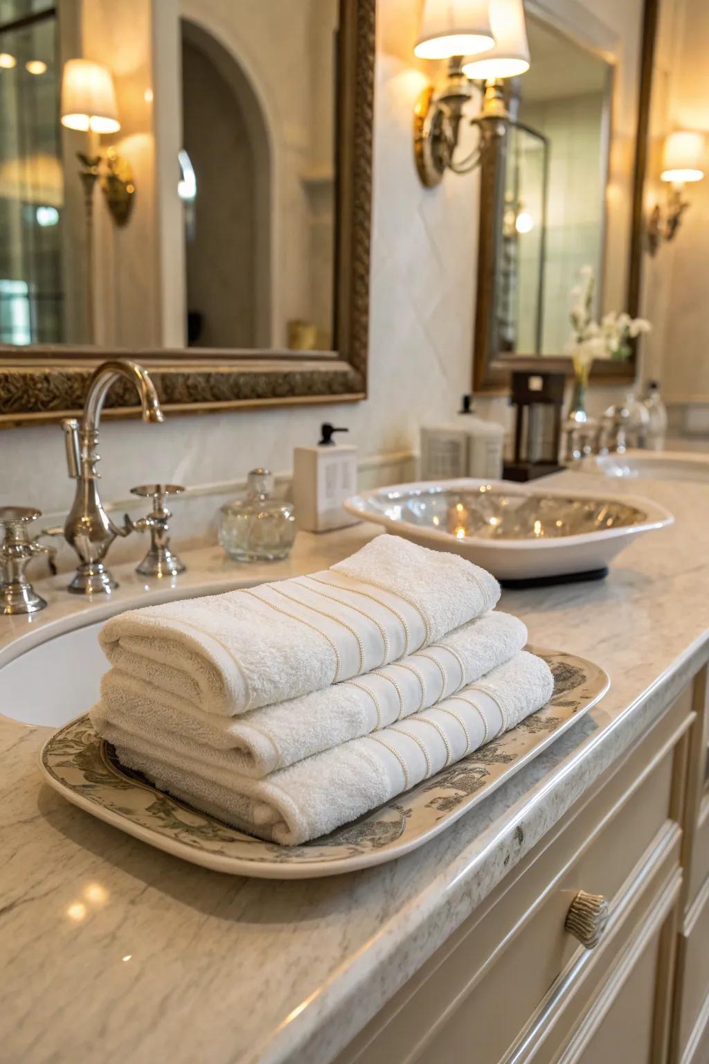 Bring elegance to your bathroom using a segment-arranged towel.