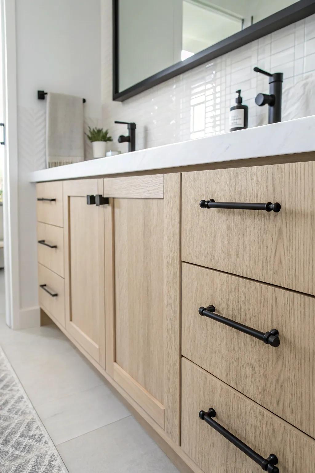 Dark bar pulls enhance a space with their modern, uncluttered appearance.