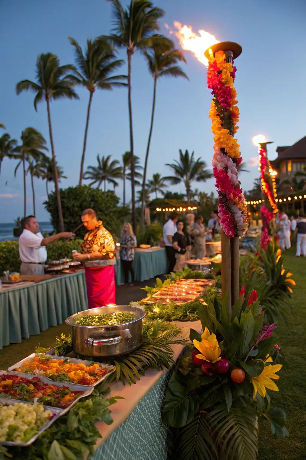 A bright and cheerful Tropical Luau BBQ arrangement.